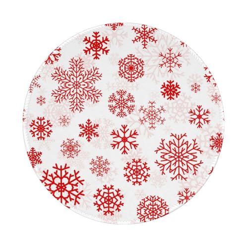 Tcoay Wasserdichtes Mauspad, rundes 8-Zoll-Mauspad, rutschfeste Gummibasis,Rote Schneeflocke Weiße Weihnachten Tcoay Wasserdichtes Mauspad, rundes 8-Zoll-Mauspad, rutschfeste Gummibasis,Rote Schneeflocke Weiße Weihnachten von Tcoay