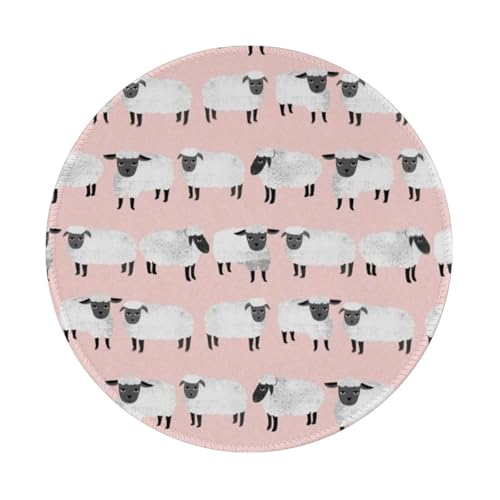 Tcoay Wasserdichtes Mauspad, rundes 8-Zoll-Mauspad, rutschfeste Gummibasis,Schaf Pastell Rosa Schafwolle Bauernhoftier Tcoay Wasserdichtes Mauspad, rundes 8-Zoll-Mauspad, rutschfeste Gummibasis,Schaf Pastell Rosa Schafwolle Bauernhoftier von Tcoay