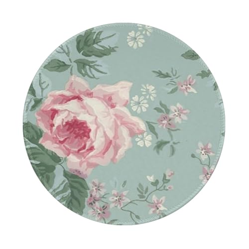 Tcoay Wasserdichtes Mauspad, rundes 8-Zoll-Mauspad, rutschfeste Gummibasis,Shabby Chic Rosa Rose Französisch Floral Vintage Tcoay Wasserdichtes Mauspad, rundes 8-Zoll-Mauspad, rutschfeste Gummibasis,Shabby Chic Rosa Rose Französisch Floral Vintage von Tcoay