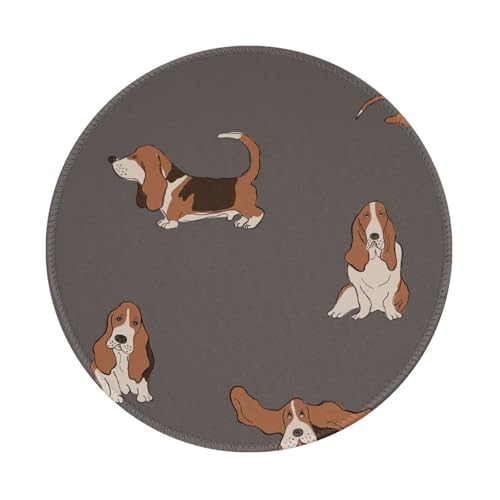 Tcoay Wasserdichtes Mauspad, rundes 8-Zoll-Mauspad, rutschfeste Gummibasis,Süßer Basset Hound Tcoay Wasserdichtes Mauspad, rundes 8-Zoll-Mauspad, rutschfeste Gummibasis,Süßer Basset Hound von Tcoay