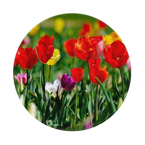 Tcoay Wasserdichtes Mauspad, rundes 8-Zoll-Mauspad, rutschfeste Gummibasis,Tulpen Tcoay Wasserdichtes Mauspad, rundes 8-Zoll-Mauspad, rutschfeste Gummibasis,Tulpen von Tcoay