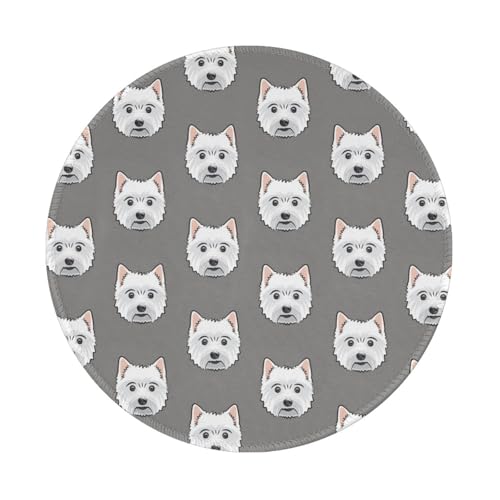 Tcoay Wasserdichtes Mauspad, rundes 8-Zoll-Mauspad, rutschfeste Gummibasis,Westie West Highland White Terrier Hunde auf grau Tcoay Wasserdichtes Mauspad, rundes 8-Zoll-Mauspad, rutschfeste Gummibasis,Westie West Highland White Terrier Hunde auf grau von Tcoay