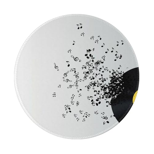 Tcoay Wasserdichtes Mauspad, rundes 8-Zoll-Mauspad, rutschfeste Gummibasis,Zerrissene Vinyl-Schallplatte und Musiknoten fliegen in der Luft Tcoay Wasserdichtes Mauspad, rundes 8-Zoll-Mauspad, rutschfeste Gummibasis,Zerrissene Vinyl-Schallplatte und Musiknoten fliegen in der Luft von Tcoay