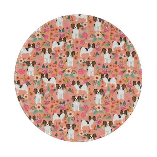 Wasserdichtes Mauspad, rundes 8-Zoll-Mauspad, rutschfeste Gummibasis,Papillons Floral Peach Süße Haustier Hunde Bester Papillon Toy Spaniel Hund Wasserdichtes Mauspad, rundes 8-Zoll-Mauspad, rutschfeste Gummibasis,Papillons Floral Peach Süße Haustier Hunde Bester Papillon Toy Spaniel Hund von Tcoay