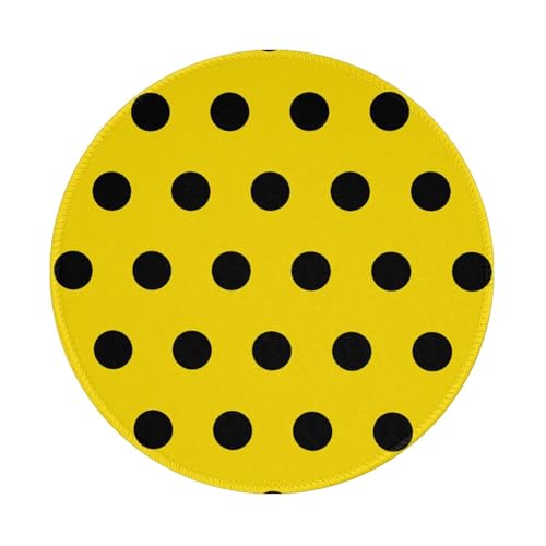 Wasserdichtes Mauspad, rundes 8-Zoll-Mauspad, rutschfeste Gummibasis,Schwarze und gelbe Tupfen Wasserdichtes Mauspad, rundes 8-Zoll-Mauspad, rutschfeste Gummibasis,Schwarze und gelbe Tupfen von Tcoay
