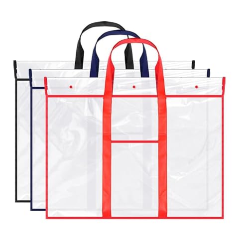 Tdkjfoutr 3er-Pack Große Poster-Aufbewahrungstasche, Pinnwandhalter, Kunst-PVC-Ordner mit Tasche, Transparenter Kunst-Portfolio-Organizer von Tdkjfoutr