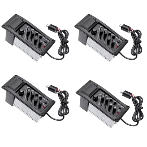 Tdkjfoutr 4er Set EQ-7545R 4-Band Akustikgitarre EQ Preamp Equalizer EQ 7545R Tonabnehmerverstärker 6,5-Mm-Ausgang von Tdkjfoutr