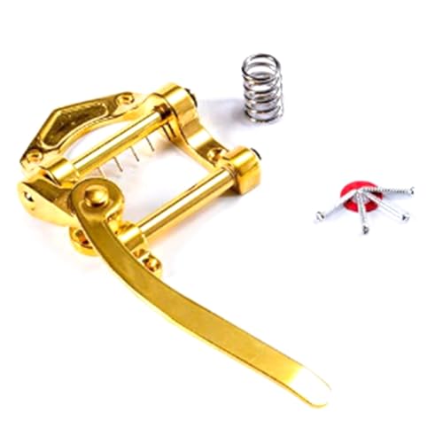 Tdkjfoutr Gitarren-Tremolo-Vibrato-Brücke, Saitenhalter, Archtop, Kompatibel mit ES335 LP E-Gitarre, Universell (Gold), Langlebig, Einfache Installation, Einfach zu Bedienen von Tdkjfoutr