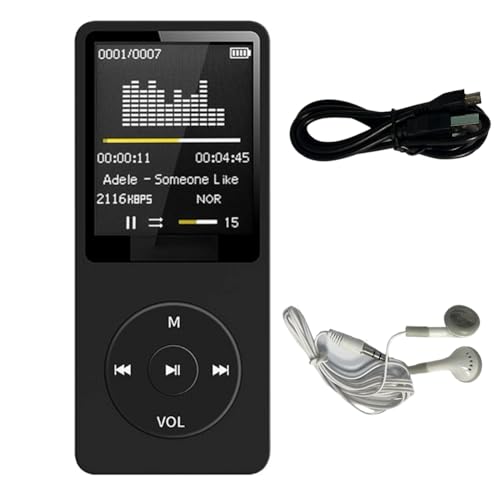 Tdkjfoutr MP3-Player USB-Laderecording Digital-Anzeige Bildschirm ABS-Medien Tragbarer Musikabspieler für das und Gehen, Schwarz von Tdkjfoutr