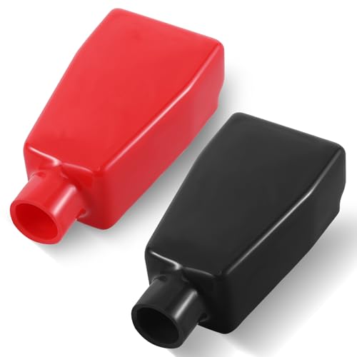 2 Stück Batteriepolabdeckung, Auto Batterie Polabdeckung autobatterie polabdeckung Batterie Abdeckung PVC Gummi Batterie Klemmenabdeckung Positiv Und Negativ Für Auto Elektrofahrräde (Rot+schwarz) von Teaaha