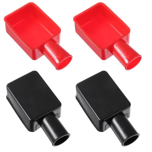4 Stück Batteriepolabdeckung, Auto Batterie Polabdeckung Batterie Abdeckung Polabdeckung PVC Gummi Batterie Klemmenabdeckung Positiv Und Negativ Für Auto Elektrofahrräde (Rot+schwarz) von Teaaha