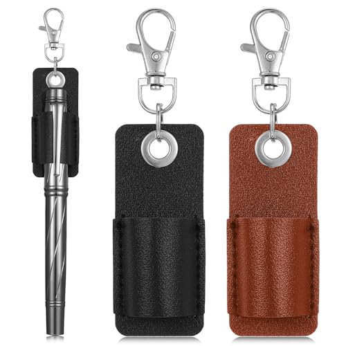 Stifthalter für Schlüsselband, Stifthalter, Clip, Anti-Verlust, Leder, Tasche, Krankenschwester, Schlüsselanhänger, Stifthalter, Clip für Klemmbrett, Abzeichen (Schwarz, Braun), 2 Stück von Teaaha