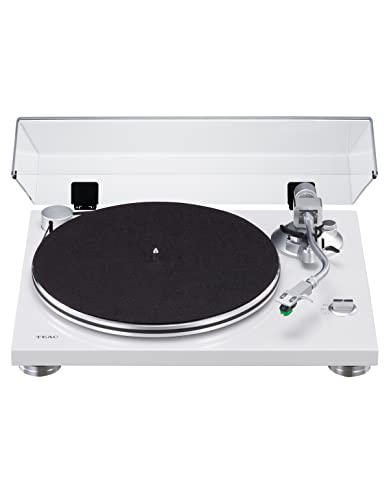 Teac TN-3B-SE HiFi Plattenspieler mit Riemenantrieb, Vinyl Turntable (MM-Phono-EQ-Verstärker, innovativer SAEC Tonarm, Aluminium Plattenteller, 33/45 U/min) Weiß von Teac