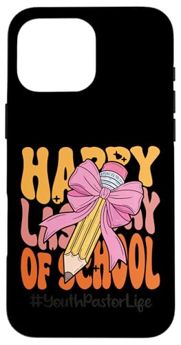 Jugend Pastor Happy Last Day of School Coquette Bow Pencil Hülle für iPhone 16 Pro Max Jugend Pastor Happy Last Day of School Coquette Bow Pencil Hülle für iPhone 16 Pro Max von Teacher Pencil Design Apparel Co.