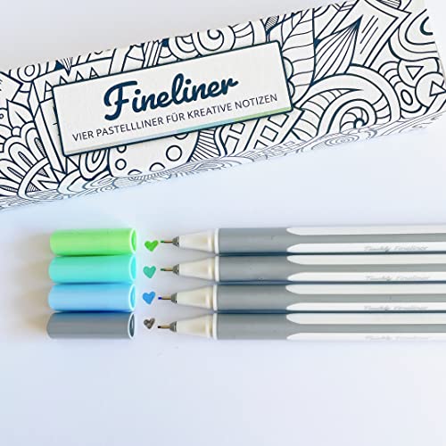 Teachly Fineliner Ocean 4er Set - 4 feine Pastell-Stifte mit dünner 0,4 mm Spitze für präzises Schreiben & Zeichnen - Schule, Office & Handlettering von Teachly