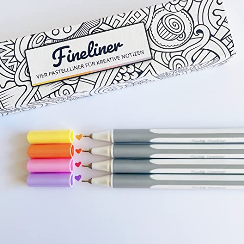 Teachly Fineliner Summer 4er Set - 4 feine Pastell-Stifte mit dünner 0,4 mm Spitze für präzises Schreiben & Zeichnen - Schule, Office & Handlettering von Teachly