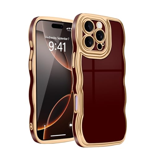 Teageo Hülle für iPhone 16 Pro Max, Eleganz Golden Rand Galvanisierte Wellenform Handyhülle Anti-Drop Stoßfest Kameraschutz Phone Case für iPhone 16 Pro Max, Weinrot Teageo Hülle für iPhone 16 Pro Max, Eleganz Golden Rand Galvanisierte Wellenform Handyhülle Anti-Drop Stoßfest Kameraschutz Phone Case für iPhone 16 Pro Max, Weinrot von Teageo