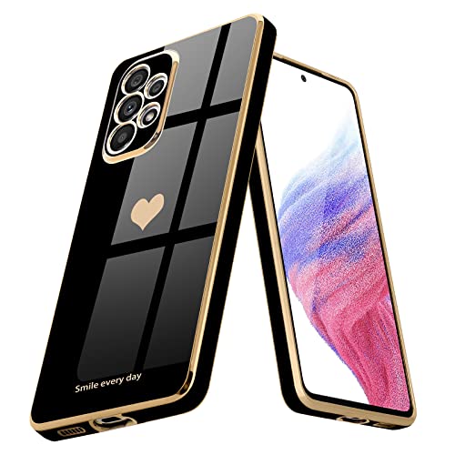 Teageo Kompatibel mit Samsung Galaxy A53 5G Hülle, Süße Herzmuster Mädchen Handyhülle Luxuriös Galvanisierte Glitzer Weich TPU Kameraschutz Kratzfest Stoßfest Schutzhülle für Samsung A53 5G, Schwarz Teageo Kompatibel mit Samsung Galaxy A53 5G Hülle, Süße Herzmuster Mädchen Handyhülle Luxuriös Galvanisierte Glitzer Weich TPU Kameraschutz Kratzfest Stoßfest Schutzhülle für Samsung A53 5G, Schwarz von Teageo