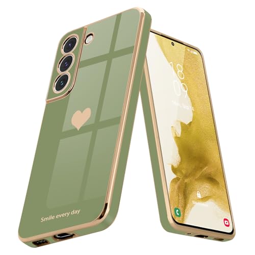 Teageo Kompatibel mit Samsung Galaxy S22 5G Hülle, Süße Herz Mädchen Handyhülle Luxuriös Galvanisierte Glitzer Weich TPU Kameraschutz Kratzfest Stoßfest Schutzhülle für S22 5G, Lichtgrün Teageo Kompatibel mit Samsung Galaxy S22 5G Hülle, Süße Herz Mädchen Handyhülle Luxuriös Galvanisierte Glitzer Weich TPU Kameraschutz Kratzfest Stoßfest Schutzhülle für S22 5G, Lichtgrün von Teageo