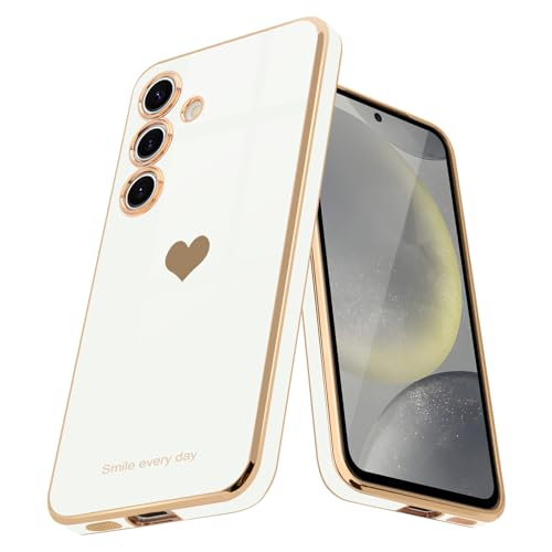Teageo Kompatibel mit Samsung Galaxy S24 5G Hülle, Süße Herz Mädchen Handyhülle Luxuriös Galvanisierte Weich TPU Kameraschutz Kratzfest Stoßfest Schutzhülle für S24 5G, Weiß Teageo Kompatibel mit Samsung Galaxy S24 5G Hülle, Süße Herz Mädchen Handyhülle Luxuriös Galvanisierte Weich TPU Kameraschutz Kratzfest Stoßfest Schutzhülle für S24 5G, Weiß von Teageo