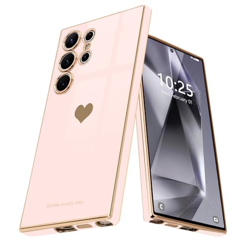 Teageo Kompatibel mit Samsung Galaxy S24 Ultra 5G Hülle, Süße Herz Mädchen Handyhülle Luxuriös Glitzer Weich TPU Kameraschutz Kratzfest Stoßfest Schutzhülle für S24 Ultra 5G, Licht Rosa Teageo Kompatibel mit Samsung Galaxy S24 Ultra 5G Hülle, Süße Herz Mädchen Handyhülle Luxuriös Glitzer Weich TPU Kameraschutz Kratzfest Stoßfest Schutzhülle für S24 Ultra 5G, Licht Rosa von Teageo