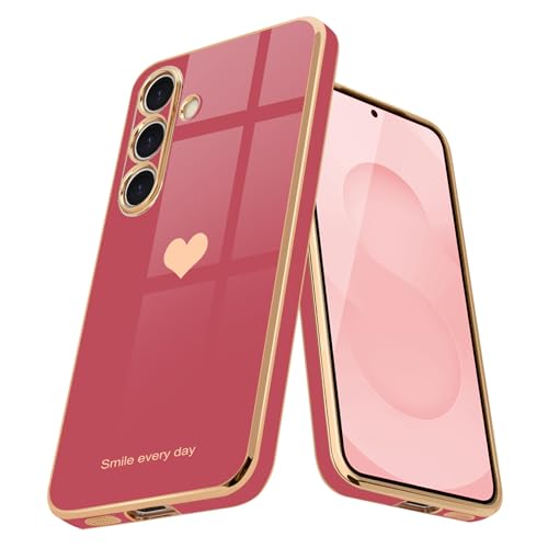 Teageo Kompatibel mit Samsung Galaxy S25 Plus Hülle, Süße Mädchen Handyhülle Luxuriös Galvanisierte Glitzer Weich TPU Kameraschutz Kratzfest Stoßfest Schutzhülle für Samsung S25 Plus, Kamelienrot Teageo Kompatibel mit Samsung Galaxy S25 Plus Hülle, Süße Mädchen Handyhülle Luxuriös Galvanisierte Glitzer Weich TPU Kameraschutz Kratzfest Stoßfest Schutzhülle für Samsung S25 Plus, Kamelienrot von Teageo