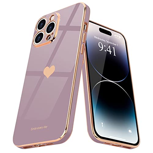 Teageo Kompatibel mit iPhone 14 Pro Hülle, Süße Herz Mädchen Handyhülle Luxuriös Galvanisierte Weich TPU Kameraschutz Kratzfest Stoßfest Schutzhülle Bumper Phone Case für iPhone 14 Pro, Sakura Lila Teageo Kompatibel mit iPhone 14 Pro Hülle, Süße Herz Mädchen Handyhülle Luxuriös Galvanisierte Weich TPU Kameraschutz Kratzfest Stoßfest Schutzhülle Bumper Phone Case für iPhone 14 Pro, Sakura Lila von Teageo