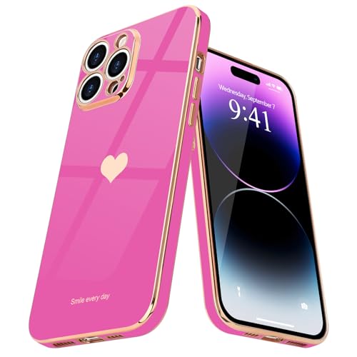 Teageo Kompatibel mit iPhone 14 Pro Hülle, Süße Herz Mädchen Handyhülle Luxuriös Galvanisierte Weich TPU Kameraschutz Kratzfest Stoßfest Schutzhülle Bumper Phone Case für iPhone 14 Pro, Rose Rosa Teageo Kompatibel mit iPhone 14 Pro Hülle, Süße Herz Mädchen Handyhülle Luxuriös Galvanisierte Weich TPU Kameraschutz Kratzfest Stoßfest Schutzhülle Bumper Phone Case für iPhone 14 Pro, Rose Rosa von Teageo