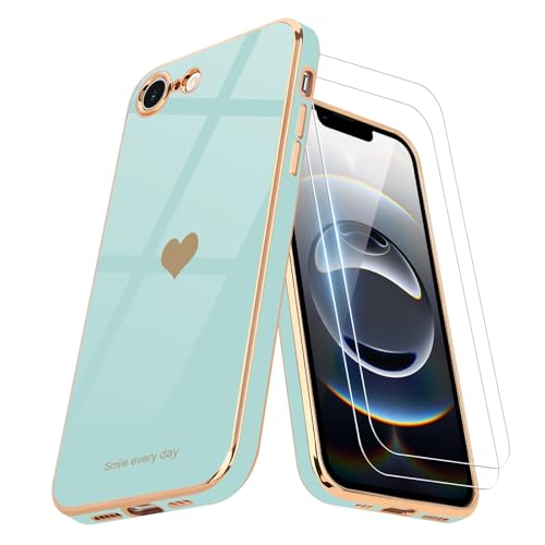 Teageo Kompatibel mit iPhone 16e Hülle + 2 Stück Schutzfolie, Mädchen Herz Styling Hülle Galvanisierte Weich TPU Handyhülle Kameraschutz Kratzfest Phone Case für iPhone 16e, Juwel Grün Teageo Kompatibel mit iPhone 16e Hülle + 2 Stück Schutzfolie, Mädchen Herz Styling Hülle Galvanisierte Weich TPU Handyhülle Kameraschutz Kratzfest Phone Case für iPhone 16e, Juwel Grün von Teageo