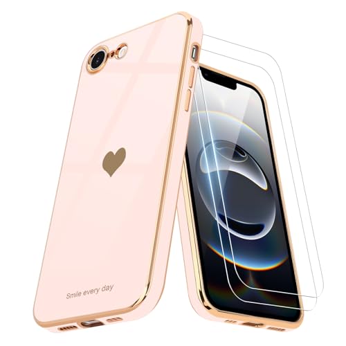 Teageo Kompatibel mit iPhone 16e Hülle + 2 Stück Schutzfolie, Mädchen Herz Styling Hülle Galvanisierte Weich TPU Handyhülle Kameraschutz Kratzfest Phone Case für iPhone 16e, Licht Rosa Teageo Kompatibel mit iPhone 16e Hülle + 2 Stück Schutzfolie, Mädchen Herz Styling Hülle Galvanisierte Weich TPU Handyhülle Kameraschutz Kratzfest Phone Case für iPhone 16e, Licht Rosa von Teageo
