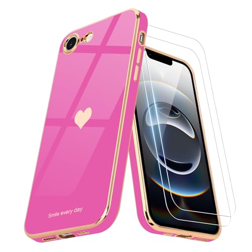 Teageo Kompatibel mit iPhone 16e Hülle + 2 Stück Schutzfolie, Mädchen Herz Styling Hülle Galvanisierte Weich TPU Handyhülle Kameraschutz Kratzfest Phone Case für iPhone 16e, Rose Rosa Teageo Kompatibel mit iPhone 16e Hülle + 2 Stück Schutzfolie, Mädchen Herz Styling Hülle Galvanisierte Weich TPU Handyhülle Kameraschutz Kratzfest Phone Case für iPhone 16e, Rose Rosa von Teageo
