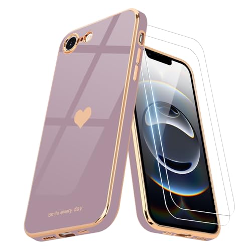 Teageo Kompatibel mit iPhone 16e Hülle + 2 Stück Schutzfolie, Mädchen Herz Styling Hülle Galvanisierte Weich TPU Handyhülle Kameraschutz Kratzfest Phone Case für iPhone 16e, Sakura Lila Teageo Kompatibel mit iPhone 16e Hülle + 2 Stück Schutzfolie, Mädchen Herz Styling Hülle Galvanisierte Weich TPU Handyhülle Kameraschutz Kratzfest Phone Case für iPhone 16e, Sakura Lila von Teageo
