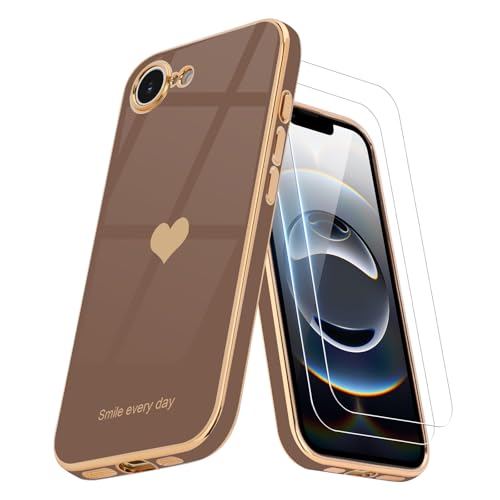 Teageo Kompatibel mit iPhone 16e Hülle + 2 Stück Schutzfolie, Mädchen Herz Styling Hülle Galvanisierte Weich TPU Handyhülle Kameraschutz Kratzfest Phone Case für iPhone 16e, Wüsten Golden Teageo Kompatibel mit iPhone 16e Hülle + 2 Stück Schutzfolie, Mädchen Herz Styling Hülle Galvanisierte Weich TPU Handyhülle Kameraschutz Kratzfest Phone Case für iPhone 16e, Wüsten Golden von Teageo