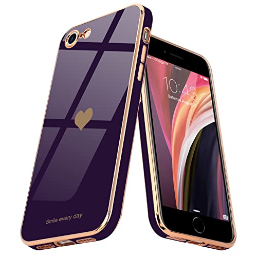 Teageo Kompatibel mit iPhone 7 iPhone 8 iPhone SE2020/2022 Hülle, Süße Herz Handyhülle Luxuriös Galvanisierte Weich TPU Kameraschutz Kratzfest Schutzhülle für iPhone 7/8/SE2020/2022, Dunkles Lila Teageo Kompatibel mit iPhone 7 iPhone 8 iPhone SE2020/2022 Hülle, Süße Herz Handyhülle Luxuriös Galvanisierte Weich TPU Kameraschutz Kratzfest Schutzhülle für iPhone 7/8/SE2020/2022, Dunkles Lila von Teageo