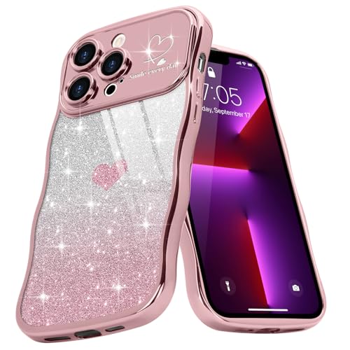 Teageo Wellen Rahmenform Handyhülle für iPhone 13 Pro Max, Mädchen Stilvoll Curly Wellen Form Schutzhülle Galvanisierte Glitzer TPU Kameraschutz Kratzfest Hülle für iPhone 13 Pro Max, Rotgold Teageo Wellen Rahmenform Handyhülle für iPhone 13 Pro Max, Mädchen Stilvoll Curly Wellen Form Schutzhülle Galvanisierte Glitzer TPU Kameraschutz Kratzfest Hülle für iPhone 13 Pro Max, Rotgold von Teageo