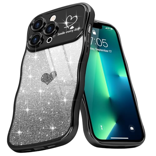 Teageo Wellen Rahmenform Handyhülle für iPhone 13 Pro Max, Mädchen Stilvoll Curly Wellen Form Schutzhülle Galvanisierte Glitzer TPU Kameraschutz Kratzfest Hülle für iPhone 13 Pro Max, Schwarz Teageo Wellen Rahmenform Handyhülle für iPhone 13 Pro Max, Mädchen Stilvoll Curly Wellen Form Schutzhülle Galvanisierte Glitzer TPU Kameraschutz Kratzfest Hülle für iPhone 13 Pro Max, Schwarz von Teageo