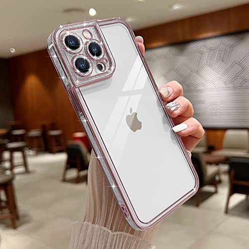 Teageo für iPhone 13 Pro Hülle, Crystal Clear Mädchen Glitzer Diamant Muster Handyhülle Weiche Silikon Kameraschutz Kratzfest Stoßfeste Schutzhülle for iPhone 13 Pro 6.1 inch, Lila von Teageo