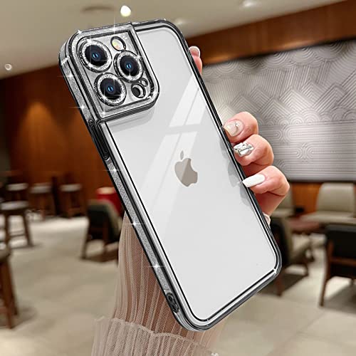 Teageo für iPhone 14 Pro Hülle Crystal Clear Mädchen Glitzer Diamant Muster Handyhülle Weiche Silikon Kameraschutz Kratzfest Stoßfeste Schutzhülle for iPhone 14 Pro 6.1 inch, Schwarz von Teageo