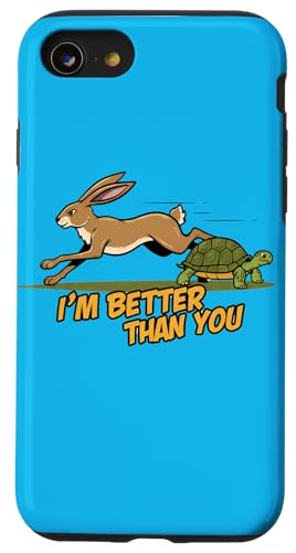 Hase vs. Schildkröte - Wettbewerb Geschwindigkeit Rivalität Humor Hülle für iPhone SE (2020) / 7 / 8 von Team Zeta