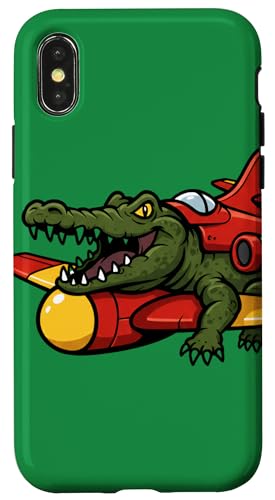 Krokodil im Flugzeug Bomber – Tiere Luftfahrt Humor Meme Hülle für iPhone X/XS Krokodil im Flugzeug Bomber – Tiere Luftfahrt Humor Meme Hülle für iPhone X/XS von Team Zeta