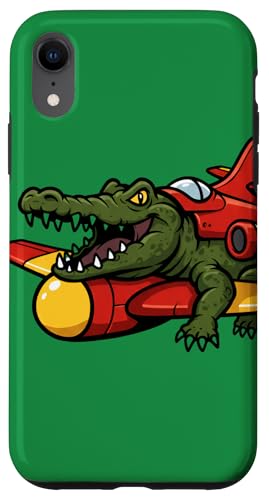 Krokodil im Flugzeug Bomber – Tiere Luftfahrt Humor Meme Hülle für iPhone XR Krokodil im Flugzeug Bomber – Tiere Luftfahrt Humor Meme Hülle für iPhone XR von Team Zeta