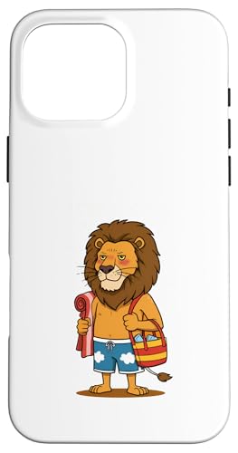 Lustiger Löwe mit Handtuch Ich mag den Sommer Strand Sommer Hülle für iPhone 16 Pro Max Lustiger Löwe mit Handtuch Ich mag den Sommer Strand Sommer Hülle für iPhone 16 Pro Max von Team Zeta