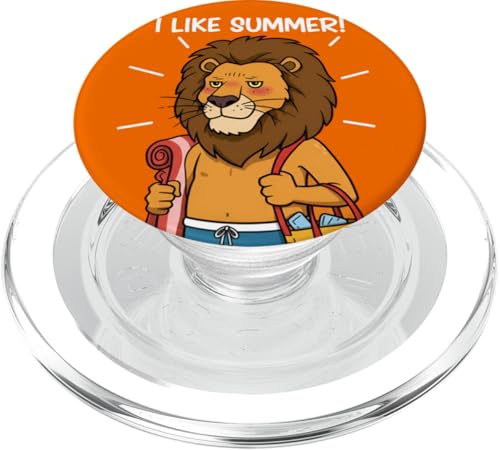 Lustiger Löwe mit Handtuch Ich mag den Sommer Strand Sommer PopSockets PopGrip für MagSafe Lustiger Löwe mit Handtuch Ich mag den Sommer Strand Sommer PopSockets PopGrip für MagSafe von Team Zeta