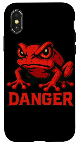 Roter Frosch Danger - Lustiges Tiermotiv wütend Stil Zeichnungen Hülle für iPhone X/XS von Team Zeta