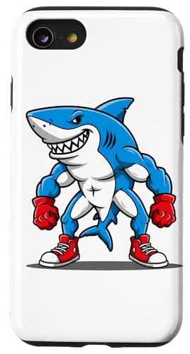 Starker Hai Rote Hausschuhe Ozean Humor Boxer Geschenk Hülle für iPhone SE (2020) / 7 / 8 von Team Zeta