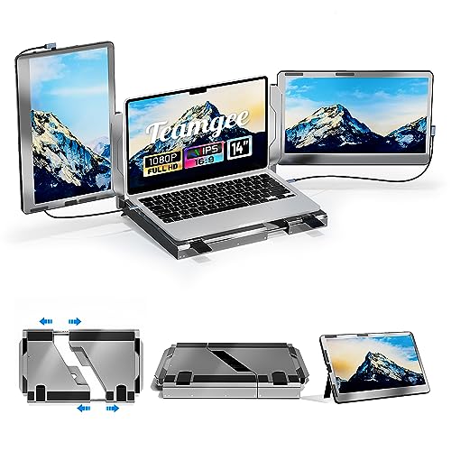 Teamgee 14" Portable Monitor für Laptop, 360° drehbarer Laptop Bildschirm Erweiterung, FHD IPS Display, HDMI/USB-A/Type-C Mobiler Monitor Workstation für Windows, Chrome & Mac von Teamgee