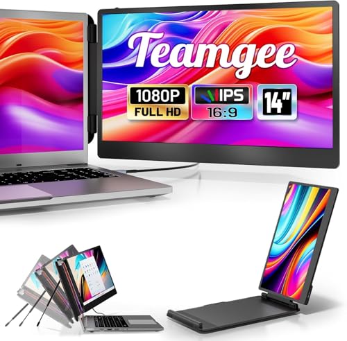 Teamgee Laptop Monitor erweiterung, 14„ FHD 1080P IPS Portable Monitor für Laptop, Eingebauter Stand/Lautsprecher, Dual Screen für 13“-17“ Laptops, Plug & Play Geeignet für Mac, Wins, Android Teamgee Laptop Monitor erweiterung, 14„ FHD 1080P IPS Portable Monitor für Laptop, Eingebauter Stand/Lautsprecher, Dual Screen für 13“-17“ Laptops, Plug & Play Geeignet für Mac, Wins, Android von Teamgee