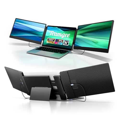 Teamgee Laptop Screen Extender 14'' FHD Laptop Monitor Erweiterung, Plug und Play Triple Display Bildschirm für Laptop Mac, Wins,Android, Dex PC von Teamgee