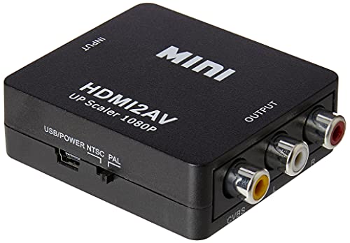 Tec-Digi RCA zu HDMI Konverter, 1080P RCA Composite CVBS AV zu HDMI Video Audio Konverter Adapter kompatibel mit N64 Wii PS2 Xbox VHS VCR Kamera DVD, unterstützt PAL/NTSC mit USB von Tec-Digi