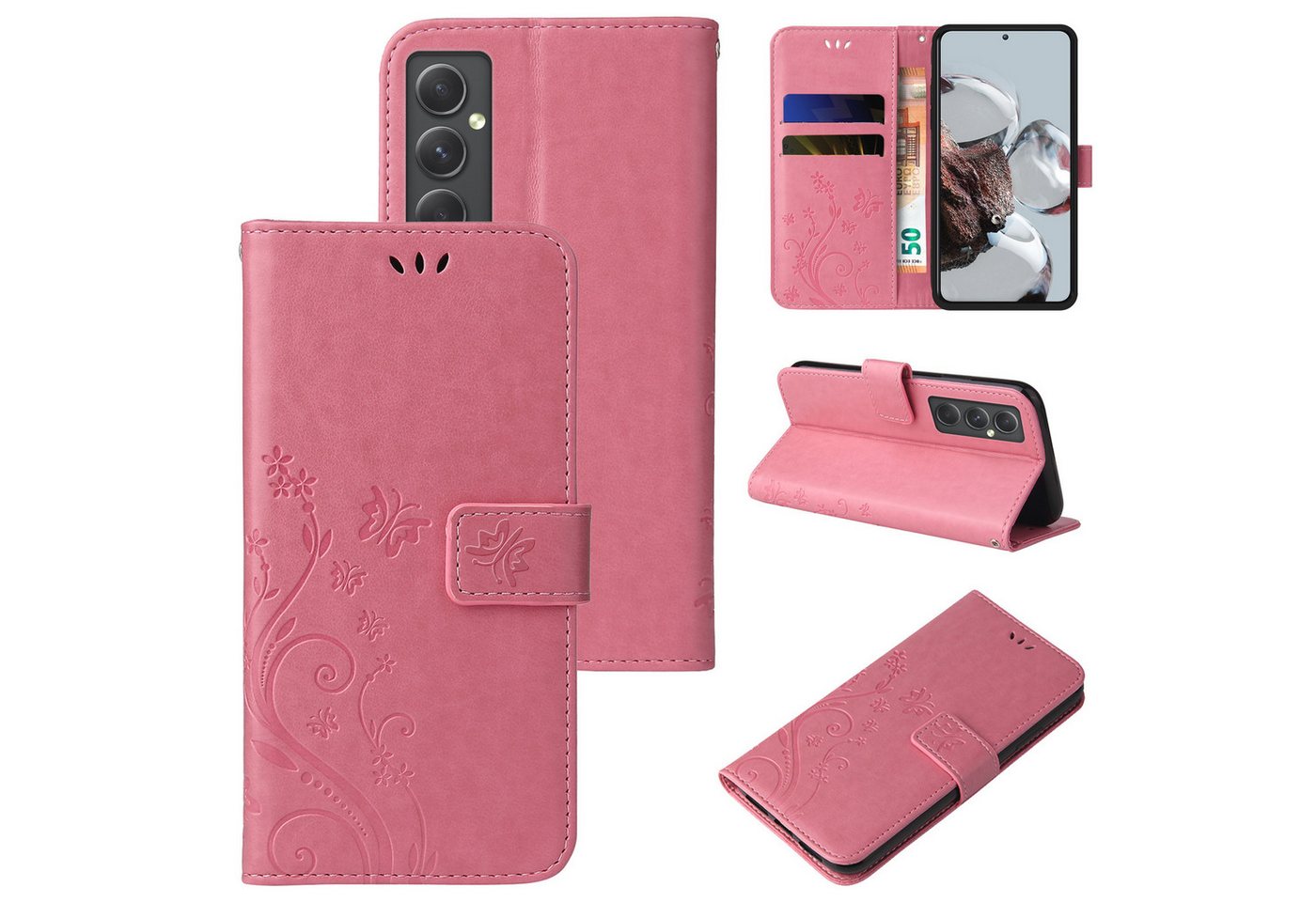 Tec-Expert Handyhülle Cover Tasche Hülle für Samsung Galaxy A55 5G 6,6 Zoll, Klapphülle Case mit Kartenfach Fliphülle aufstellbar, Motiv Blumen Tec-Expert Handyhülle Cover Tasche Hülle für Samsung Galaxy A55 5G 6,6 Zoll, Klapphülle Case mit Kartenfach Fliphülle aufstellbar, Motiv Blumen von Tec-Expert